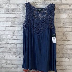 LAUREN RALPH LAUREN Sleeveless crochet flows top